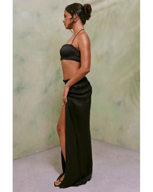 Oh Polly Black Shirred Halter Neck Crop Top