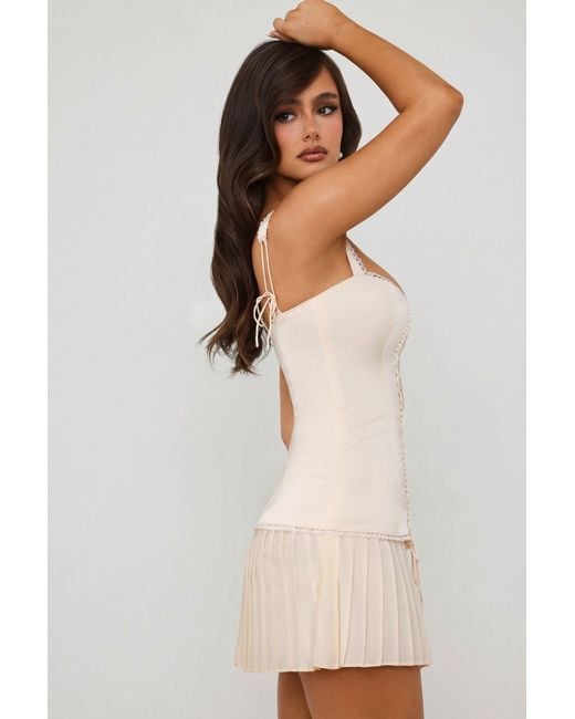 Oh Polly White Bow-Detail Lace-Up Corset Mini Dress