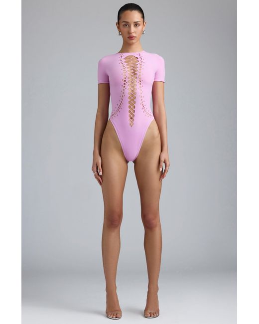 Oh Polly Pink Lace-Up Bodysuit