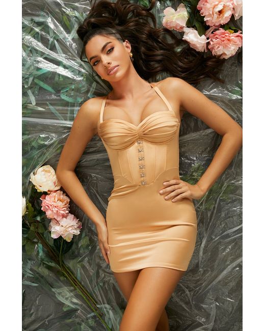 Dead Natural Pleated Bust Corset Mini Dress
