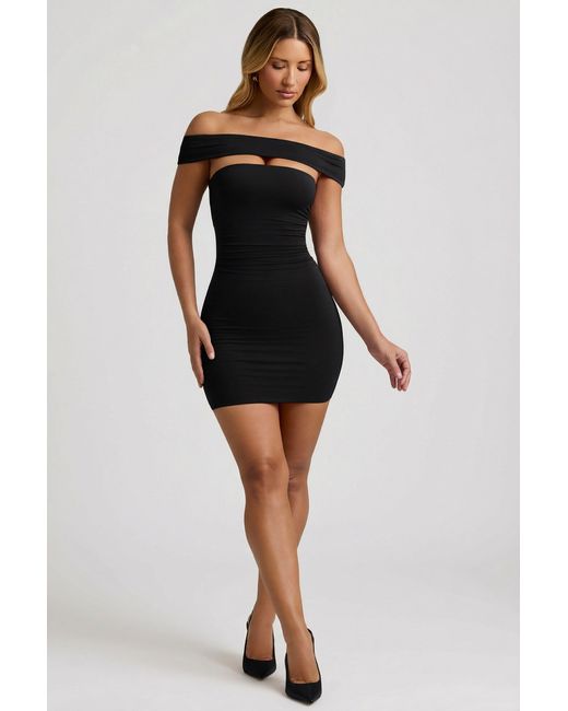 Oh Polly Black Modal Cut-Out Off-Shoulder Mini Dress