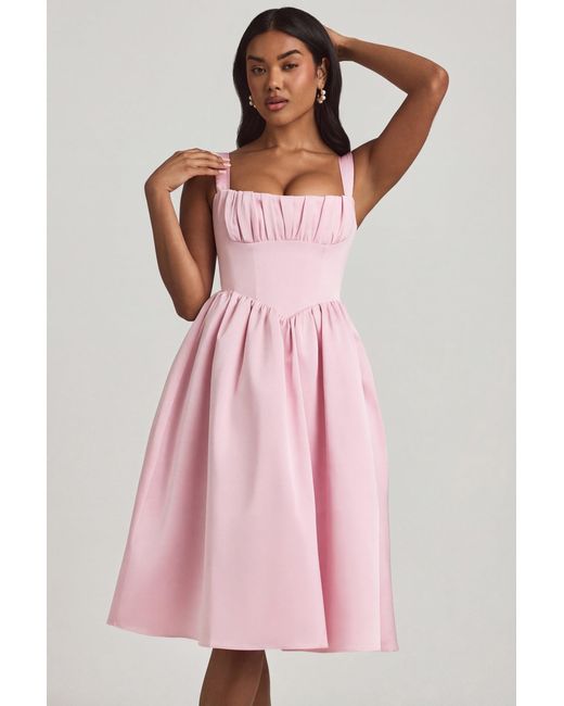 Oh Polly Pink Draped Corset Midaxi Dress