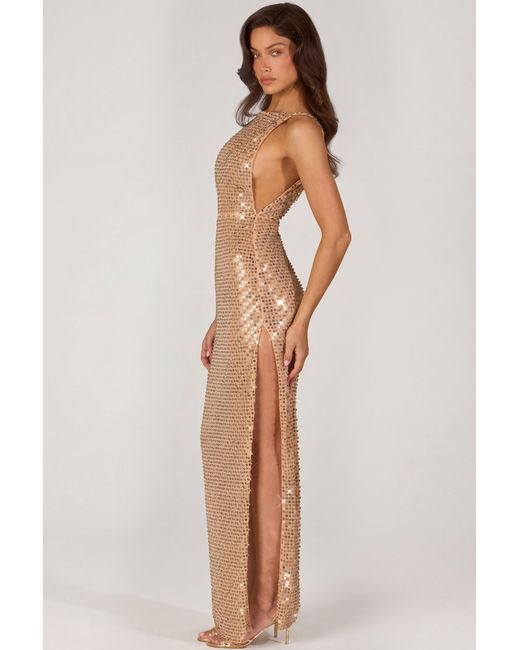 Oh Polly Metallic Embellished Maxi Dress