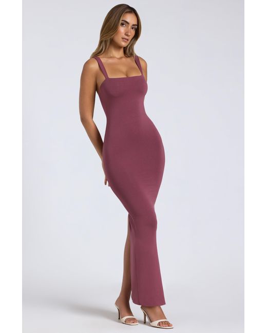 Oh Polly Purple Modal Square-Neck Low Back Maxi Dress