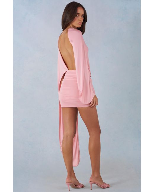 Oh Polly Pink Draped Cape Mini Dress