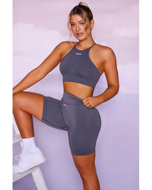 BO+TEE Gray Seamless High Neckline Crop Top