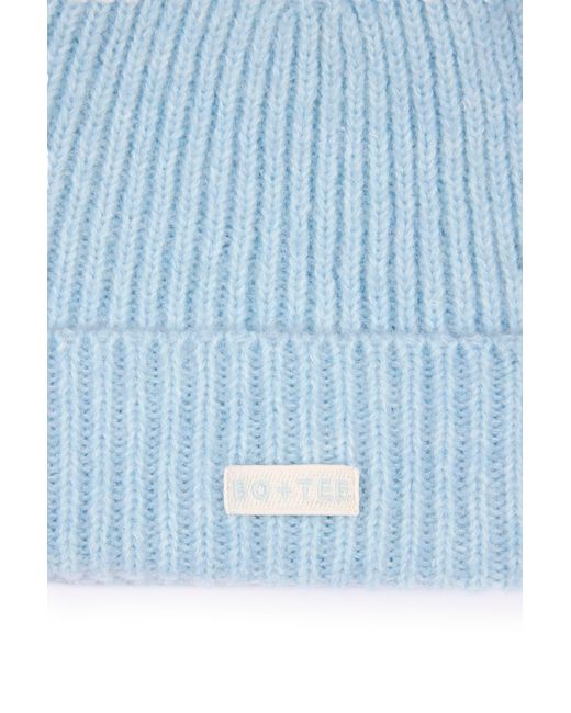 BO+TEE Blue Ribbed Knit Beanie Hat