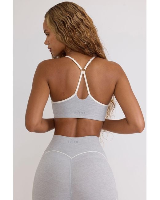 BO+TEE Gray Soft Active Sweetheart-Neck Sports Bra