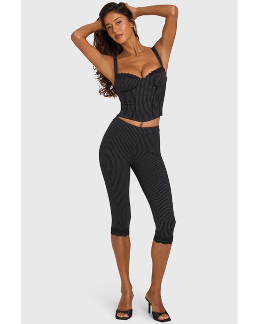 Oh Polly Black Ponte Capri Leggings