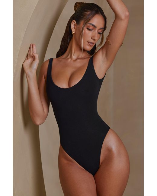 Oh Polly Black Scoop Neck Bodysuit
