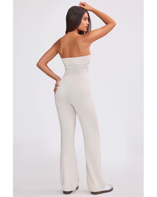 BO+TEE White Chunky Knit Bandeau Kick Flare Jumpsuit