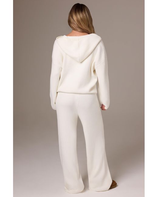 BO+TEE White Ribbed Knit Wide-Leg Joggers