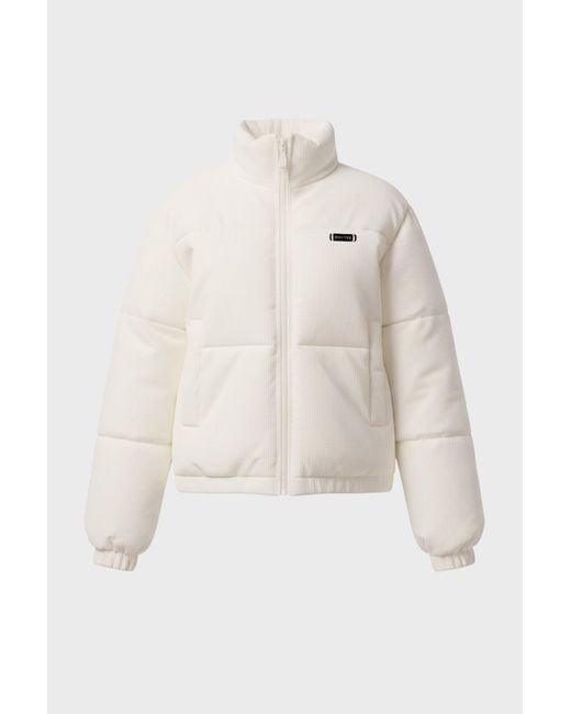 BO+TEE White Corduroy Quilted Puffer Jacket