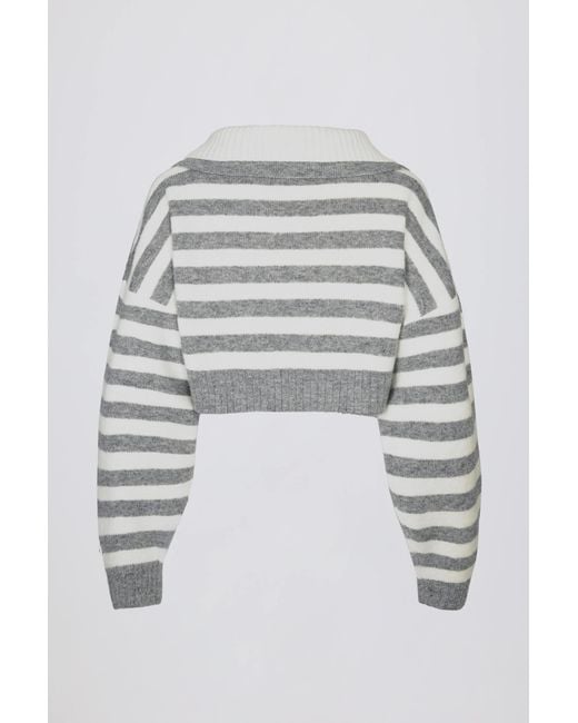BO+TEE Gray Soft Knit Layered Collar Cropped Jumper