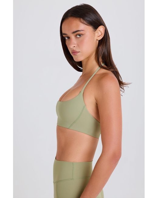 BO+TEE Green Scoop-Neck Halterneck Sports Bra