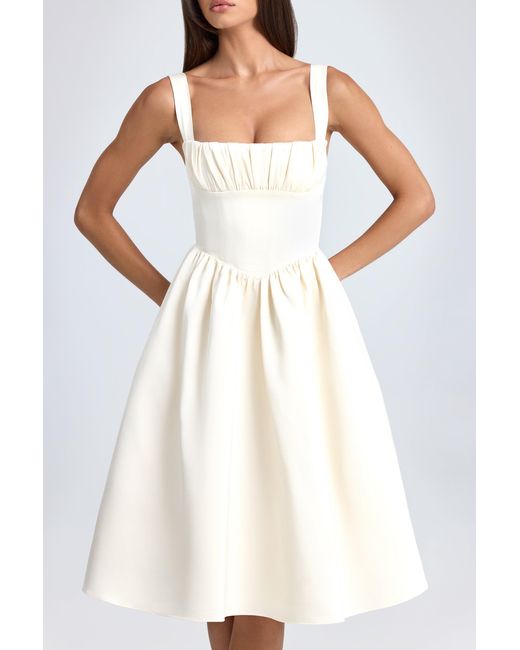 Oh Polly White Draped Corset Midaxi Dress