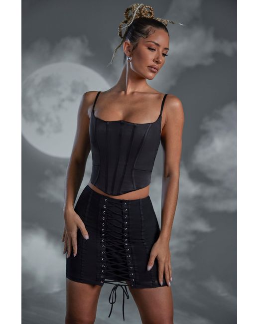 Oh Polly Black Lace Up Mini Skirt
