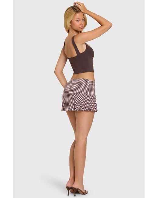 Oh Polly Brown Modal Lace-Trim Mini Dress