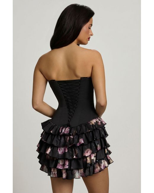 Oh Polly Multicolor Strapless Ruffled Tiered Corset Mini Dress