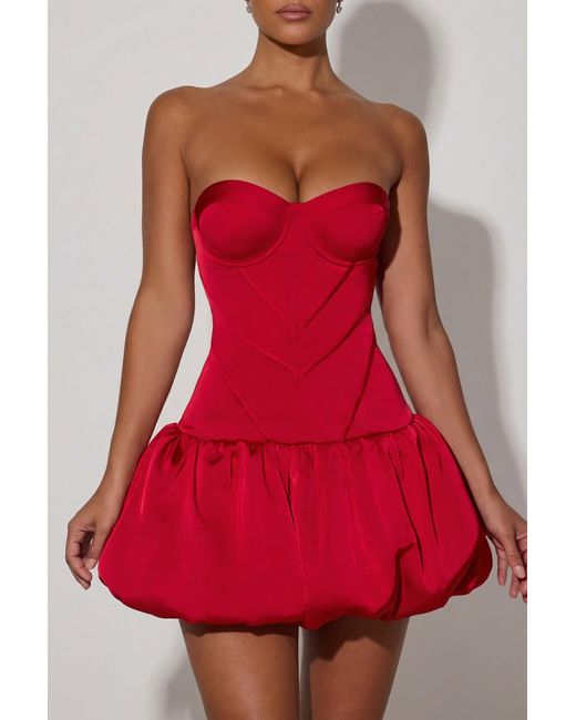 Oh Polly Red Cut-Out Bubble Hem Corset Mini Dress