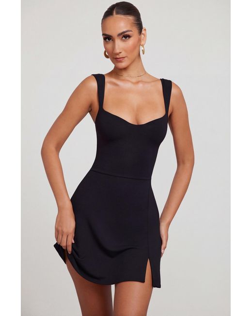 Oh Polly Black Sweetheart Neckline Mini Dress