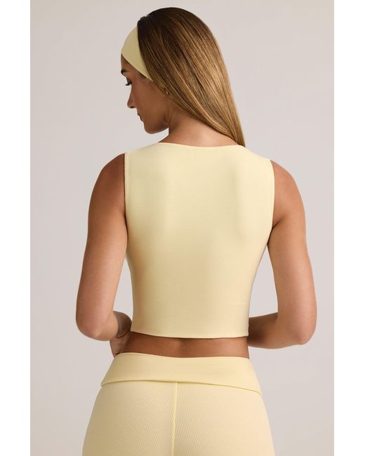 Oh Polly Yellow Modal Ribbed Button-Up Vest Top