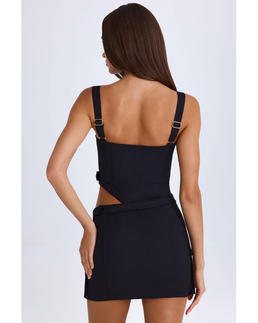 Oh Polly Black Belted Cut-Out Mini Dress