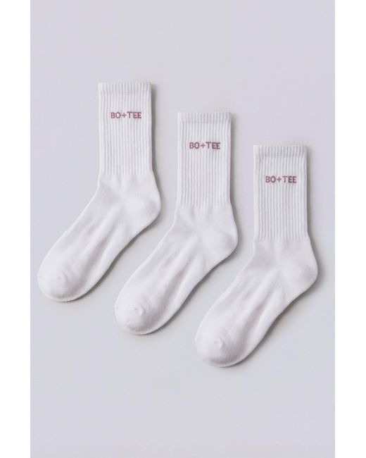 BO+TEE Pink Ribbed Half-Crew 3-Pack Socks
