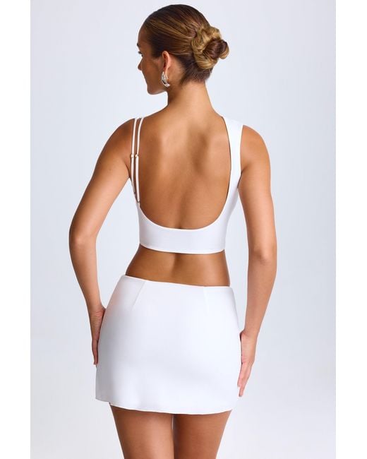 Oh Polly White Draped A-Line Mini Skirt