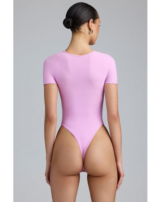 Oh Polly Pink Lace-Up Bodysuit