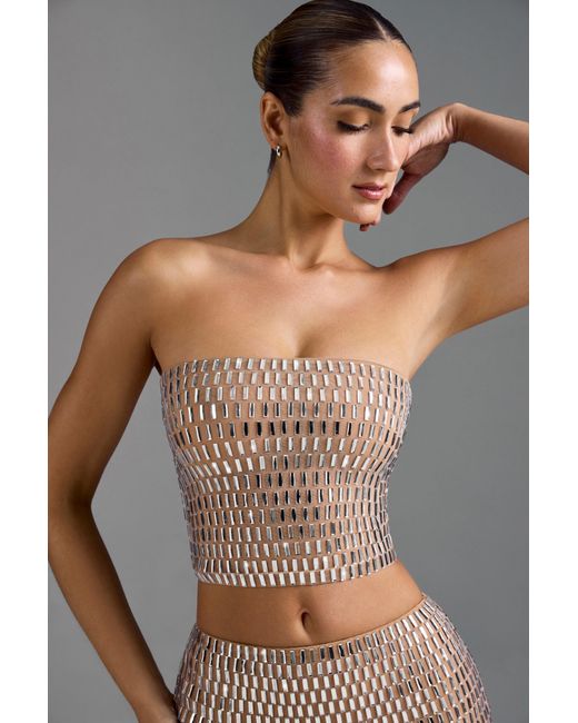 Oh Polly Natural Embellished Bandeau Top