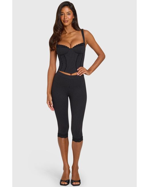 Oh Polly Black Ponte Capri Leggings