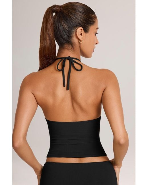 Oh Polly Black Modal Halterneck Top