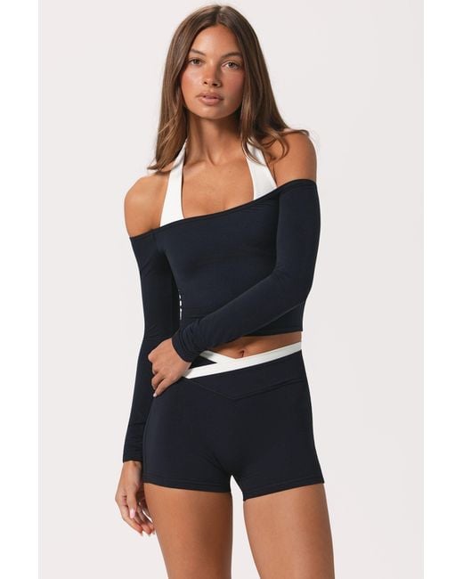 BO+TEE Black Soft Jersey Off-Shoulder Top