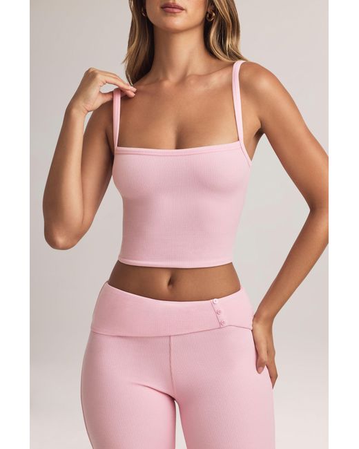 Oh Polly Pink Modal Square-Neck Camisole Top