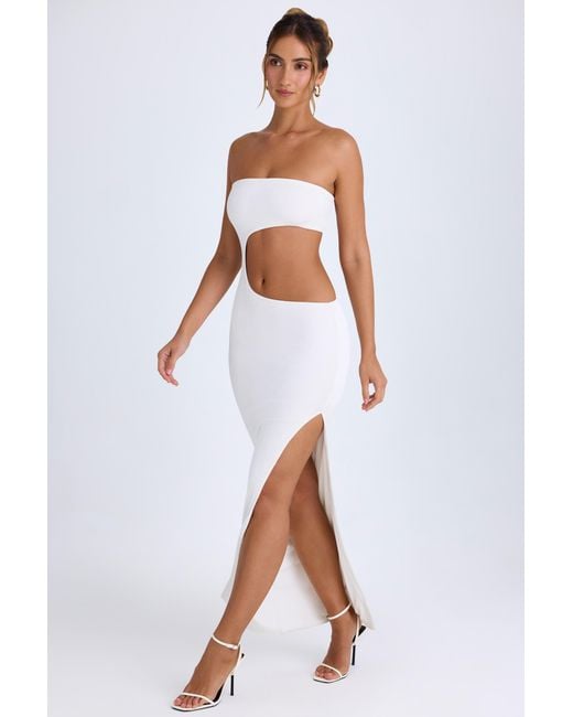 Oh Polly White Cut-Out Bandeau Maxi Dress