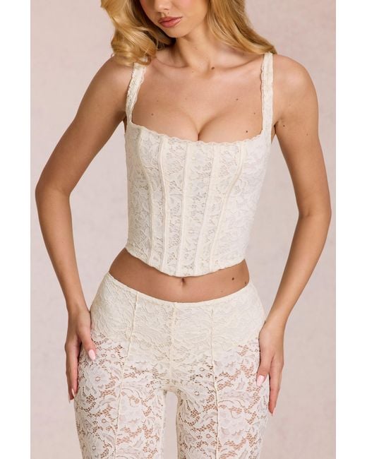 Oh Polly White Lace Soft-Scoop Boned Corset Top