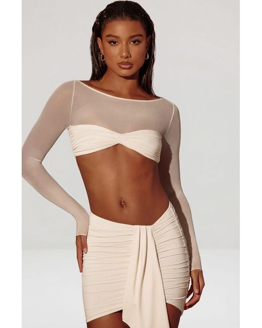 Oh Polly White Asymmetric Draped Mini Skirt
