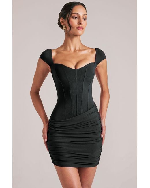 Oh Polly Black Sweetheart Neckline Mini Dress