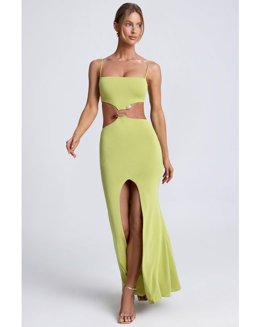 Oh Polly Green Hardware Detail Cut-Out Maxi Dress