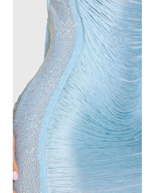 Oh Polly Blue Fringed Mini Dress