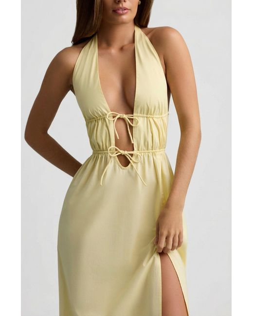 Oh Polly Yellow Backless Cotton-Poplin Midaxi Dress