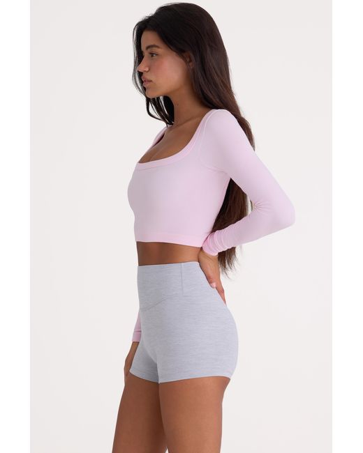 BO+TEE Pink Seamless Soft Rib Cut-Out Crop Top