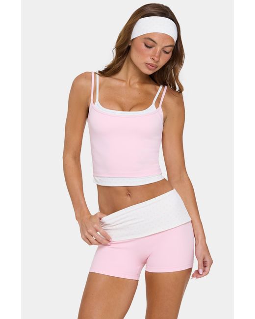BO+TEE Pink Soft Active Double-Layer Tank Top