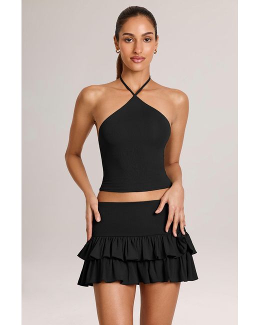 Oh Polly Black Modal Halterneck Top