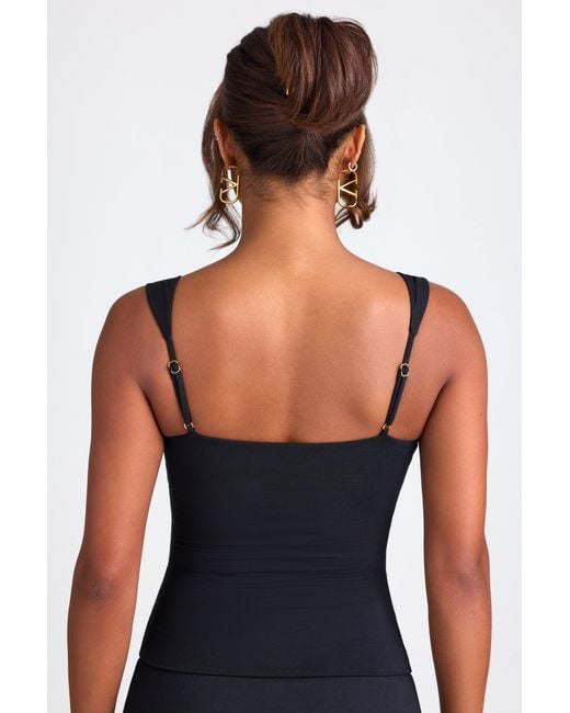 Oh Polly Black Modal Sweetheart-Neck Top