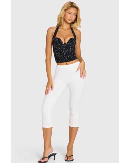 Oh Polly White Ponte Capri Leggings