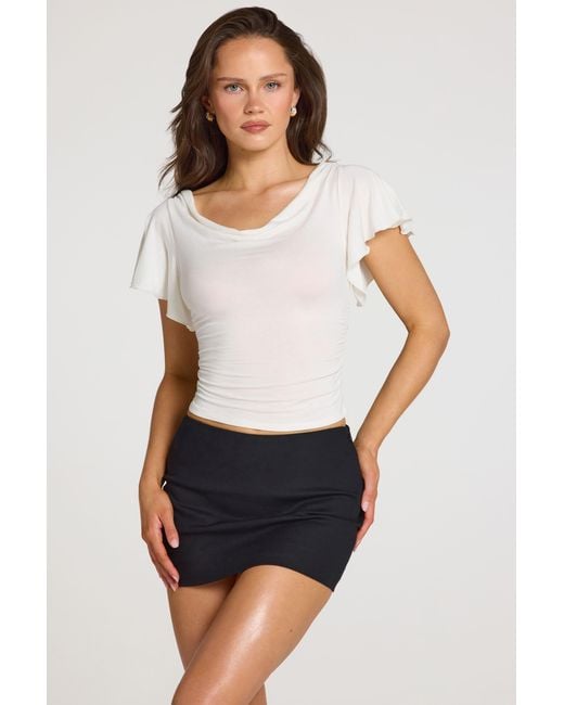 Oh Polly White Modal Cowl-Neck Top