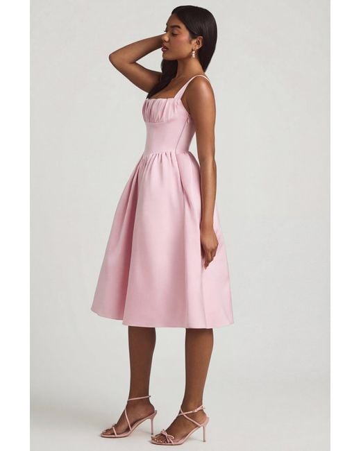 Oh Polly Pink Draped Corset Midaxi Dress