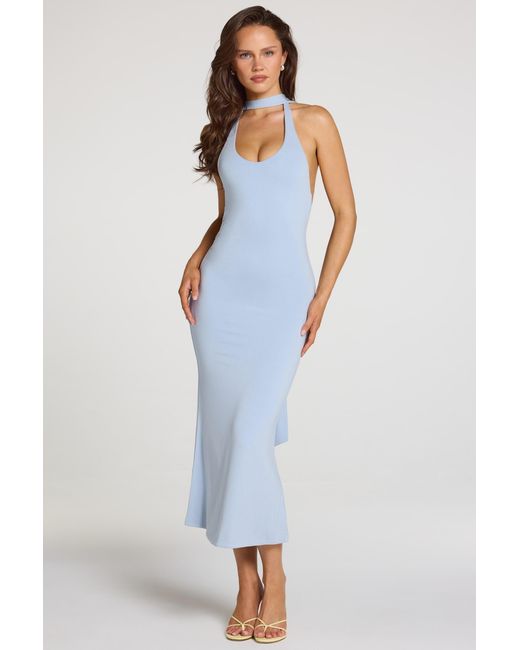 Oh Polly Blue Modal Halterneck Midaxi Dress